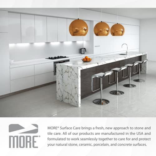 More Stone & Quartz Cleaner + Protector - Water-Based Surface Care Spray Refill - For Kitchen & Bathroom Countertops & Floors - Daily Cleaner/Protector - Peppermint-Thyme Essential Oil - 128Oz #TOP6