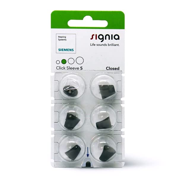 Signia Click Sleeves Closed (Pack of 6) for Siemens, Signia and Audio Service IdOs and Ex Listeners (S)
