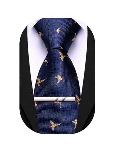 Image of Barry.Wang Silk Ties for Men Fun Necktie and Tie Clip Set for Wedding Party Business Formal Extra Long