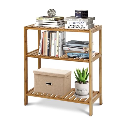 Kinsunny Standing Shelf Bamboo Kitchen Storage Rack Utility Stand Shelf Multifunctional Holder Bathroom (10' D x 23.5' W x 26' H)