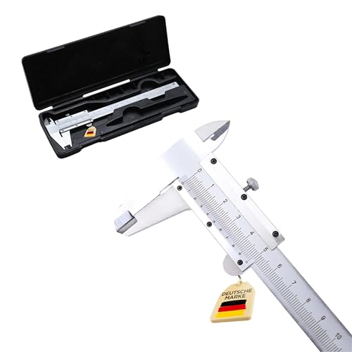 Messschieber 150mm Analog – 0,02mm / 0,001 Zoll Genauigkeit, Schieblehre mit Feststellschraube, Doppelskala mm/Zoll, rostfreier Stahl, für Haushalt & Industrie, mattverchromt, Präzisionsmessgerät