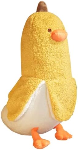 PEACH CAT Banana Duck Plush Toy Cute Plushie Hugging Plush Pillow Duck Stuffed Animal for Girls and Boys Yellow 19.7"