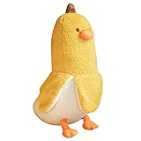 PEACH CAT Banana Duck Plush Toy Cute Plushie Hugging Plush Pillow Duck Stuffed Animal for Girls and Boys Yellow 35.4"