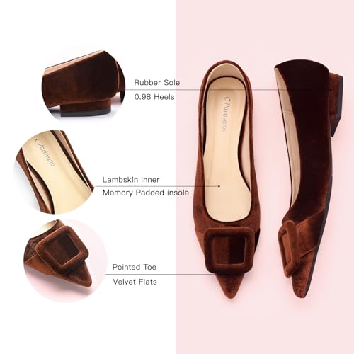 Image of C.Paravano Velvet Flats | Women's Pointed Toe Shoes | Dressy Flats for Women | Designer Shoes