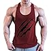 JiXuan Gilet sans Manches de Remise en Forme pour Hommes Bodybuilding Vêtements Coton T-Shirts pour Hommes Débardeur Vin Rouge M