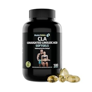 CLA Softgels 1000mg Per Softgel | 180 Softgels | Conjugated Linoleic Acid | Diet and Weight Loss Supplement | Natural Fat Burner | Suitable for Men & Women | by NutriVolv