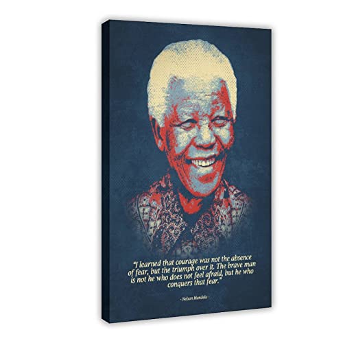 Nelson Mandela Poster avec citations de motivation sur toile 40 x 60 cm