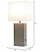 Elegant Designs LT1053-GRY Modern Leather Table Lamp with USB and White Fabric Shade, Grey (Pack of 1)