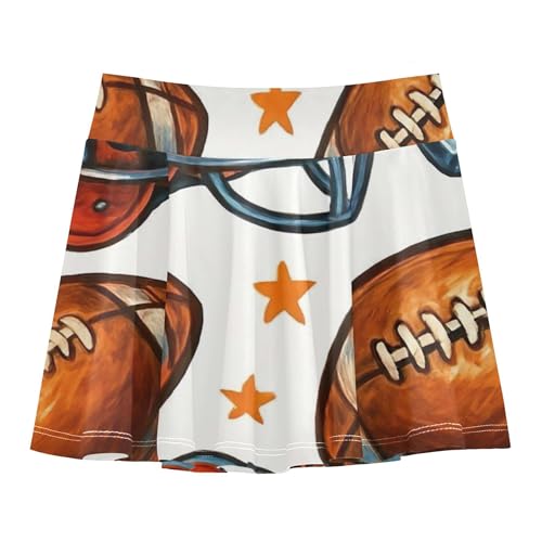 Vintage American Footballs White Tennis Skirts for Kids Rainbow Athletic Shorts Girls Skorts Teen Cheer 4t