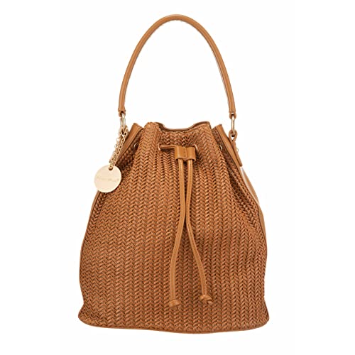 Alex Max Haper Woven Vegan Leather Drawstring Bucket Bag Crossbody4