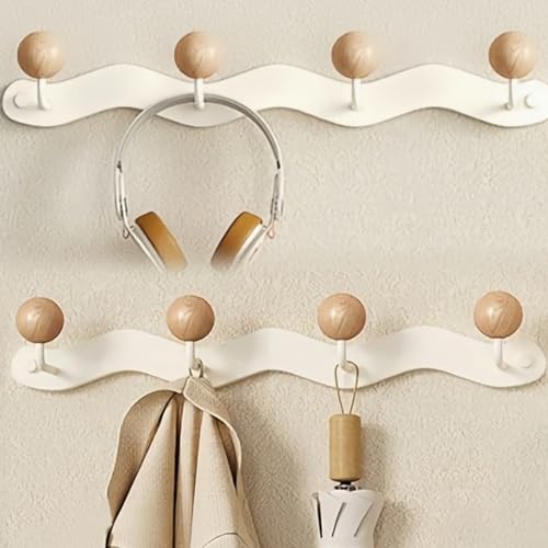 Nolbiph Coat Rack Wall Mounted,White Coat Hooks Adhesive & Screw