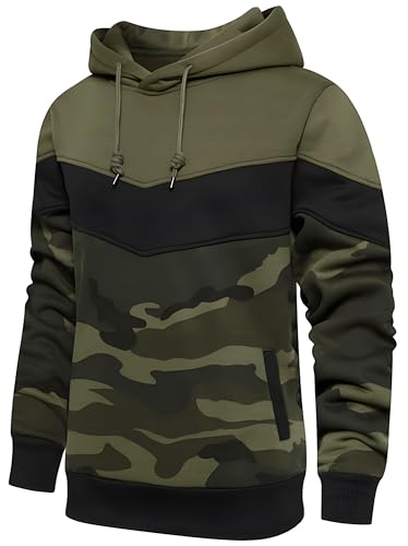 Mooncolour Sudadera con capucha para hombre, Camuflaje, L