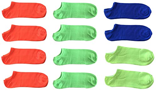 Yanoir 12 pares de calcetines de colores neón para hombre modelo verano Fantasmino u0096 Calcetines Summer Fluo talla única 40 u0096 46