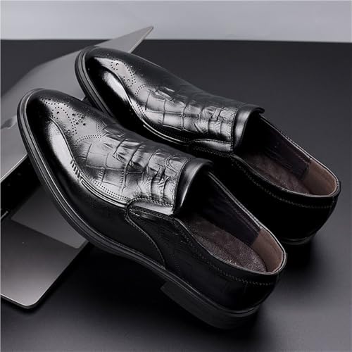 Men Loafers Shoes Suede Vamp Party Round Toe Office Block Heel Shoe Slip On4