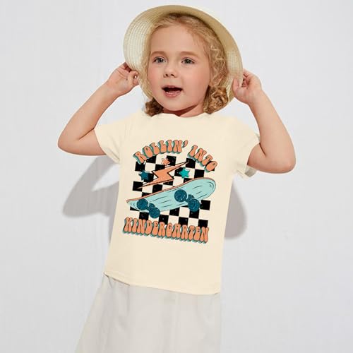 Image of Rollin Into Kindergarten Shirt Boys Girls First Day of Kindergarten T Shirts Little Kids Tee Top
