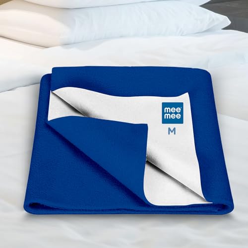 Image of Mee Mee Reusable Water Proof Cotton Bed Protector Sheet /Extra Absorbent Mat /Dry Sheets /Urine Sheet /Dry Mat (70CmX100Cm) (Medium, Cyan Blue)