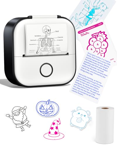 Memoking Sticker Printer - Mini Printer T02 Portable Thermal Inkless Sticker Maker Machine, Bluetooth Pocket Labeler for Study Graphics, Anatomical Diagrams, Photos, Receipts, DIY,Gift