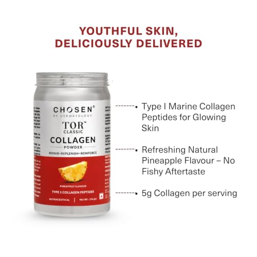 Image of CHOSEN TOR Classic Marine Collagen | Pineapple Flavour | Type I Collagen Peptides | Youthful Skin, Strong Hair & Healthy Joints | 30 Servings