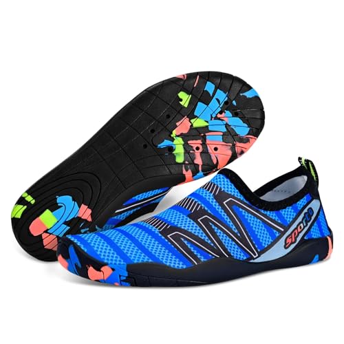 Water Shoes for Men Women, Swim Shoes Beach Pool Shoes Non-Slip Quick Dry Aqua Socks, Adult Barefoot Sports Shoes for Surf Water Yoga (Royal Blue, Adult, 42, Numeric, EU Footwear Size System, Medium)