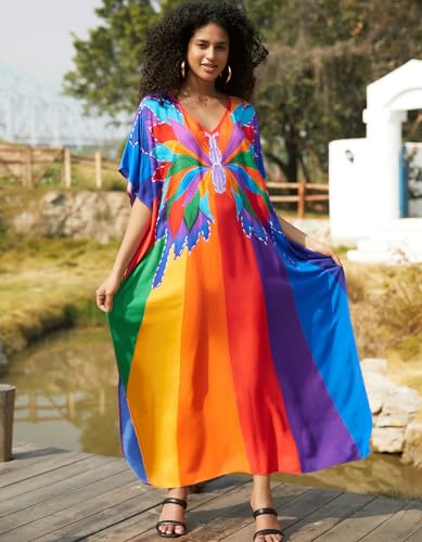 Image of NFVNKJ Women's Plus Size Beach Lounge Kaftan Maxi Dress Swimsuit Coverup for Women