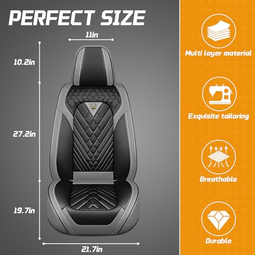 Image of for Toyota RAV4 Seat Covers 2008-2026, Waterproof Car Seat Covers | Nappa Leather Seat Covers for RAV4 Front Set, Airbag Compatible, Full Coverage Seat Protectors, Easy Install(Gray /Black)