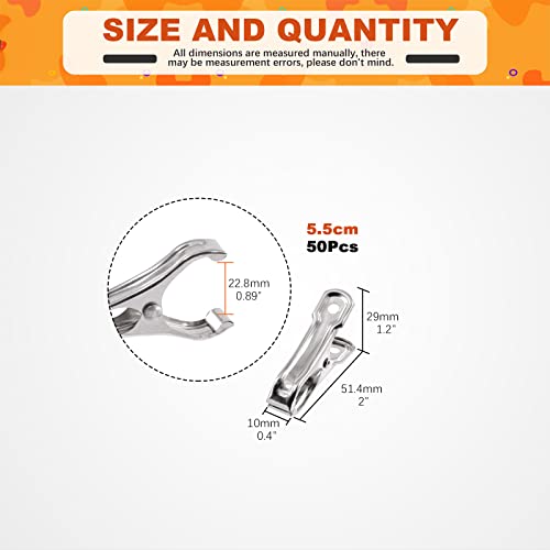 Tanstic 50pcs 2.1 Inch Stainless Steel Greenhouse Clips Heavy Duty Garden Clips with Strong Grip and Large Open Mouth for Netting Holding - Image 2