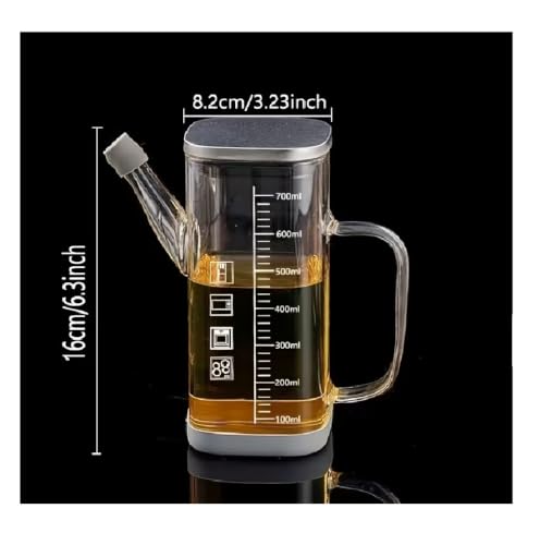 Image of Borosilicate Glass Oil Dispenser Bottle with Handle, Square | 750ml, Oil and Vinegar Dispenser, Includes Stoppers