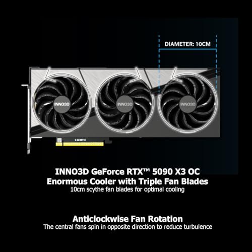Image of INNO3D NVIDIA GeForce RTX 5090 X3 OC 32GB GDDR7 Gaming Graphics Card (Triple Fan, 3 Slot, Reflex 2 RTX AI DLSS4)