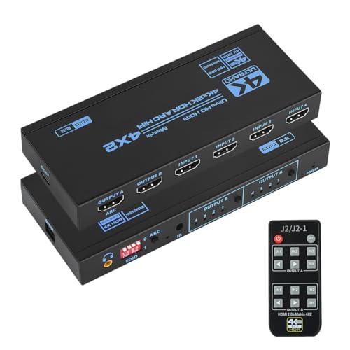 Amazon | HDMIマトリックス 4入力2出力 HDMI 2.0b、HDCP 2.2、HDR10