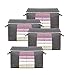 Sac de Rangement,Rangement Vetement,Sac Vetement Rangement Lot de 4 Sac de Rangement Vetement Pliable pour Édredons Couvertures Oreillers Jouets Vestes Vêtements,60x40x35cm(Gris)