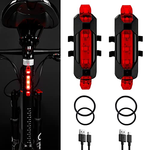 YUERWOVER 2 Pack USB Rechargeable LED Bicycle Rear Lights Cycling