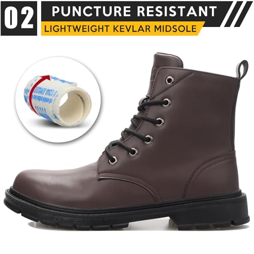 Image of Steel Toe Boots for Women Men, Waterproof Lightweight Safety Work Boots Durability Composite toe Construction Shoes with 6 inch