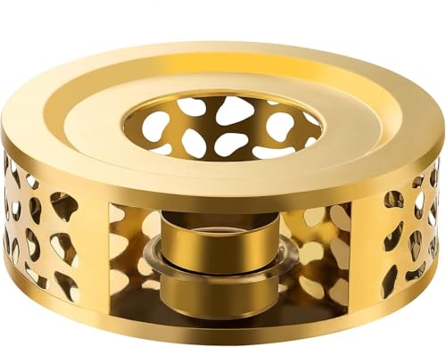 Tea Trivet Gold Stainless Steel Teapot Warmer Base for Glass, Ceramic Teapots and Other Heatproof Pots Warming Use