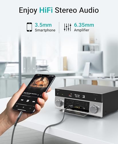 Câble audio 3,5 mm vers 6,35 mm tressé pour une transmission stéréo sans interférence