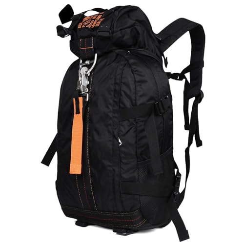 PAIWPHLI Mochila tática paraquedas de voo grande e leve mochila de viagem com Molle para atividades ao ar livre, Preto, Large capacity, Mochila tática paraquedas grande