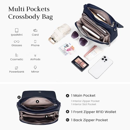 Image of befen Genuine Leather Crossbody Bags for Women with Built in RFID Wallet Medium Womens Saddle Bag Cross Body Purse