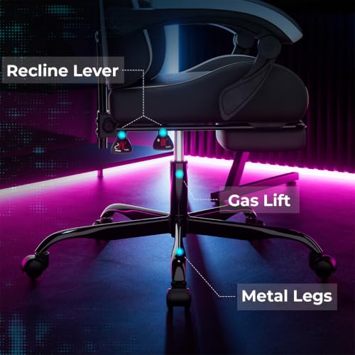 Image of Gaming Desk Chair for Adults, Ergonomic Gaming Chair (Black+White-2)