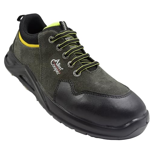 Image of Allen Cooper Safety Shoe ACL 1693 | Triple Density PU Sole with Popcorn Technology, Suede Leather Upper, 200J Steel Toe Cap, Sporty Sneaker | Size 08 UK /INDIA
