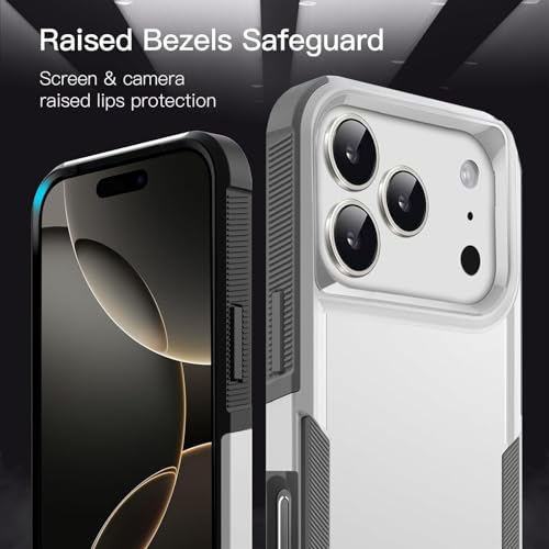 Image of KARWAN Rugged Matte Back Case Cover Compatible with iPhone 17 Pro Max Military Grade Drop Protection, Heavy Duty Shockproof Hybrid TPU + PC, Anti Slip Grip, Dual Layer Camera Protection, White