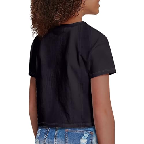 Image of Girls Summer Crop Top Outfits Short Sleeve T Shirts Kids Cute Clothes Tees Blouse