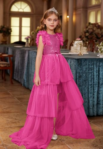 Image of GRACE KARIN Girls Dresses Sequin Party Formal Pageant Dress Tween Girl Birthday Tulle Prom Princess Maxi Dress Size 5-14