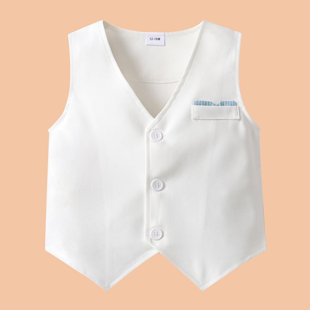 Hoscotch Boys Solid White Full Sleeves Formal Set For Ages(5-6 Years) - Image 5 thumbnail