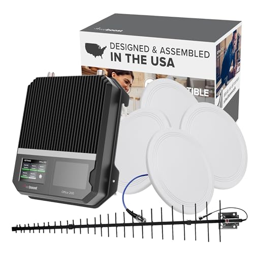 weBoost Metal Building 200 Cell Phone Booster Kit - LPDA-Dome for Urban & Suburban Areas - 5G-4G LTE Up to 10,000 sq ft - for Buildings with Metal Roofs - Supports All U.S. Carriers - FCC Approved