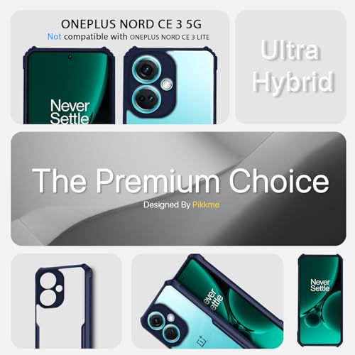 Image of Outlouders Back Cover for OnePlus Nord Ce 3 5G | Ultra Hybrid Transparent | Full Camera Protection | Raised Edge | Crystal Clear Bumper Case (Blue)