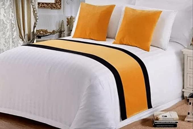 5 Star Hotel Bed Runner Bedding Scarves for Bedroom Hotel Wedding Room 18 * 108 (Lemon Yellow)