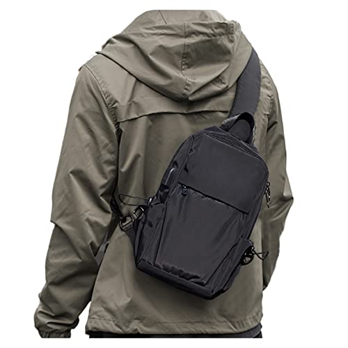 SZSYCN Bolso bandolera Bolso de pecho cruzado Bolso de hombro para hombres Mujeres Bolsa de pecho resistente al agua con puerto de carga USB Bolso de hombre para corredor, entrenamiento