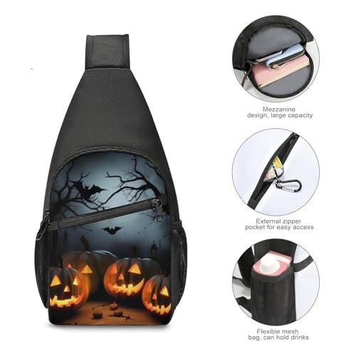Mochila de un solo hombro Halloween con calabazas miniatura 5