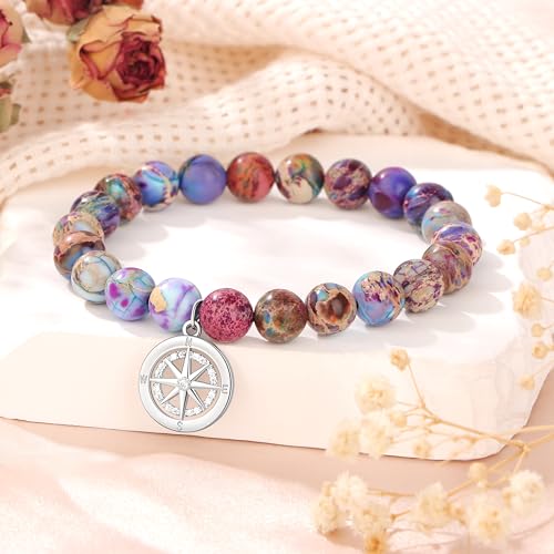 Image of Joycuff Graduation Gifts for Her Him Class of 2026 Graduation Bracelets Inspirational Graduation Compass Bracelet for Women College Graduation Gift for Him Her