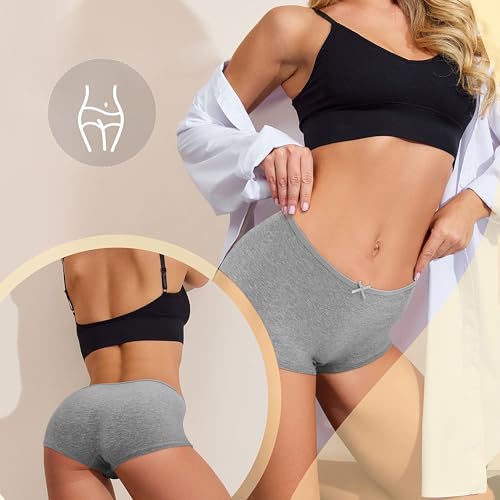 Womens Cotton Underwear Boy Shorts for Women Stretch Comfort Boxer Briefs Ladies Knot Panties 3/6 39012