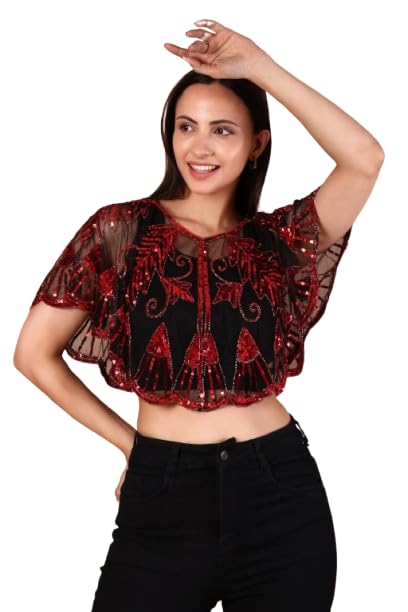Women's Beaded Net Poncho Cape Western Styles-picture-13